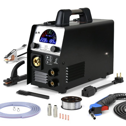 4 in 1 - Gas MIG Lasmachine - Lasmachine - Lasapparaat - Digitaal Inverterlassen - Draagbare MIG-lasser - Multi-proces - MIG - Lift TIG - Stick - 47 x 29 x 35 cm - Zwart