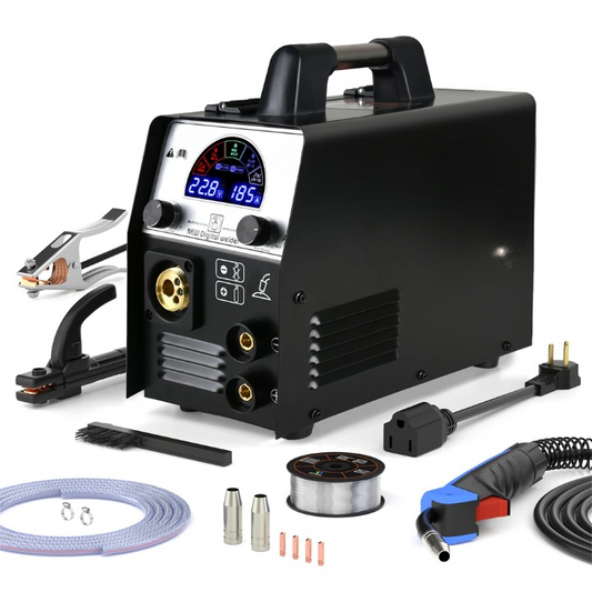 4 in 1 - Gas MIG Lasmachine - Lasmachine - Lasapparaat - Digitaal Inverterlassen - Draagbare MIG-lasser - Multi-proces - MIG - Lift TIG - Stick - 47 x 29 x 35 cm - Zwart