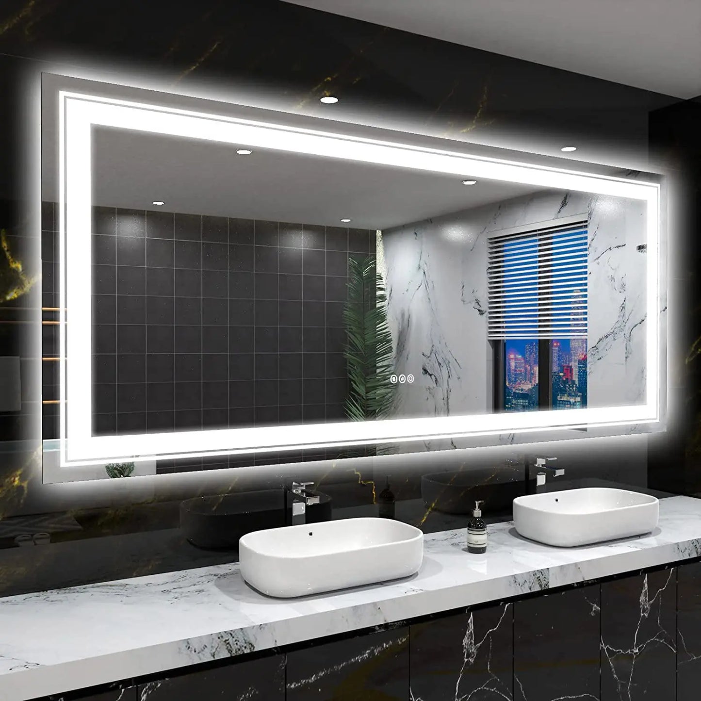Badkamerspiegel - met LED - Spiegel - Smart Spiegel - Badkamerspiegel met Verlichting - Anti-fog - Dimbaar - Backlit + Front Lit - Slimme Touchknop - Wandmontage - Energiezuinig - 120 x 60 cm