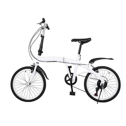 Vouwfiets Kinderfiets – Inklapbare Fiets – Stevige Fiets – Verstelbare Kinderfiets – 6 Versnellingen – Robuust Stalen Frame - Wit