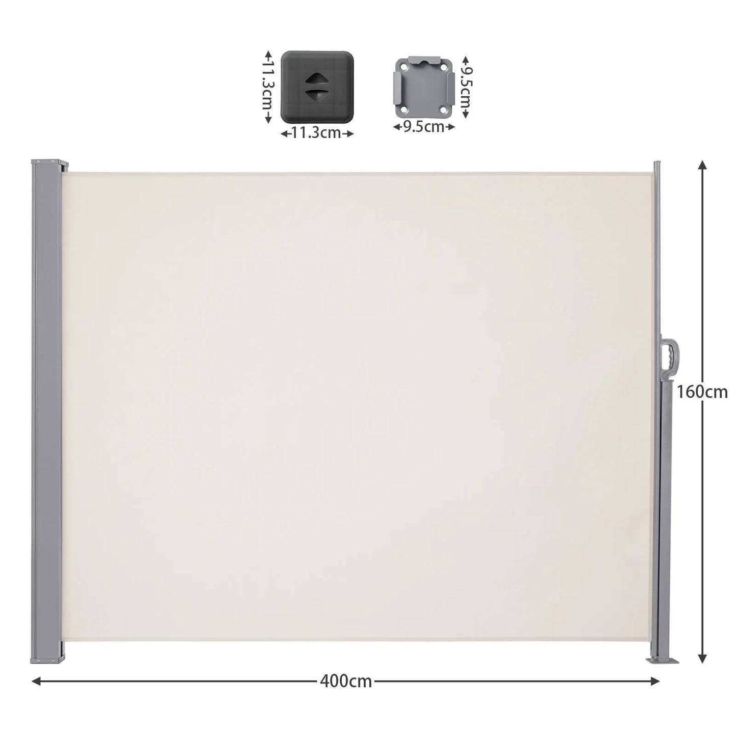 Uitschuifbaar Zijscherm – Windscherm – Privacyscherm – Balkonwand – Terrasscherm – Metalen Frame – Waterafstotend Polyester Doek