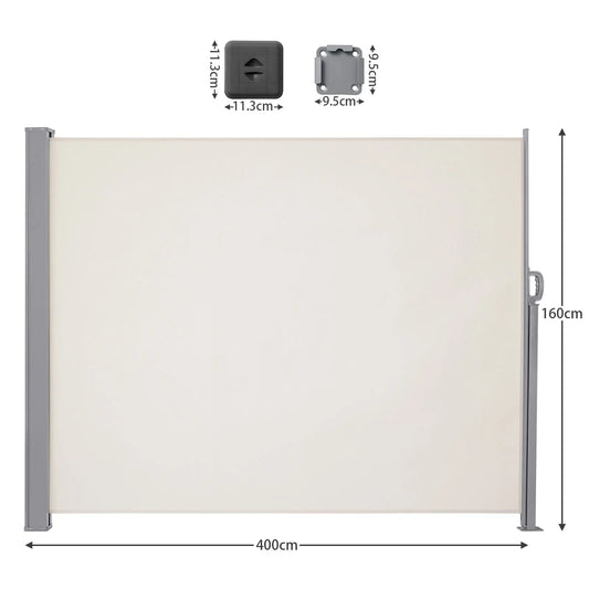 Uitschuifbaar Zijscherm – Windscherm – Privacyscherm – Balkonwand – Terrasscherm – Metalen Frame – Waterafstotend Polyester Doek
