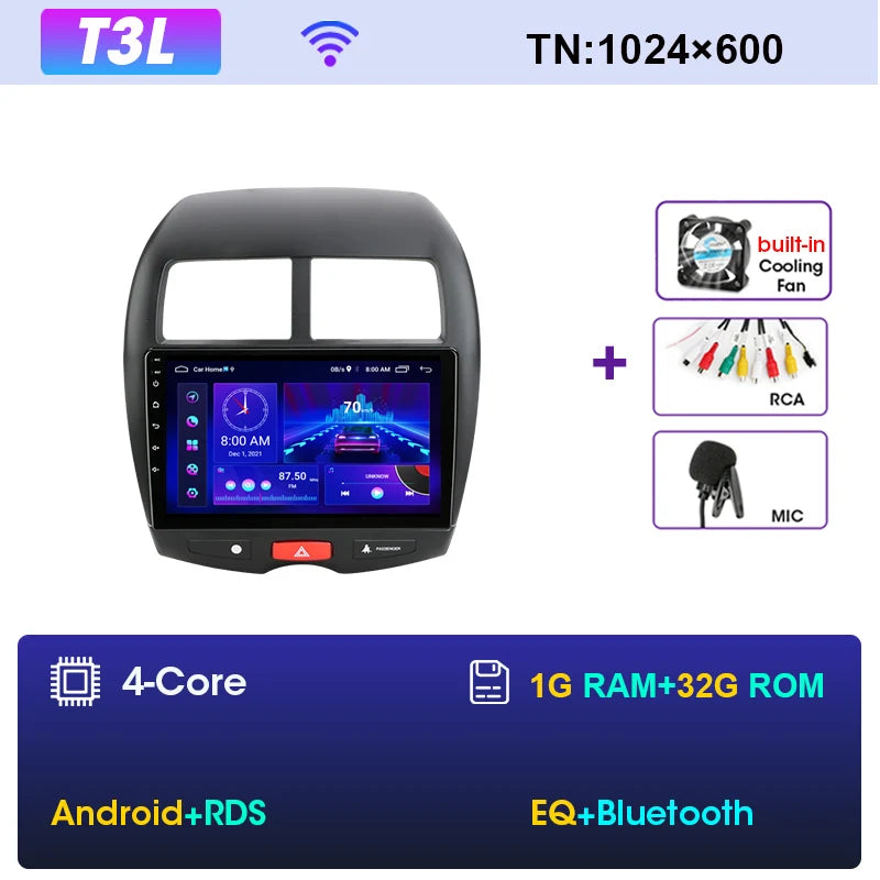 2Din Autoradio Mitsubishi ASX – Multimedia Systeem – Navigatie Radio – Touchscreen – T3L Mic Variant – 10 Inch Scherm – Wireless CarPlay & Android Auto