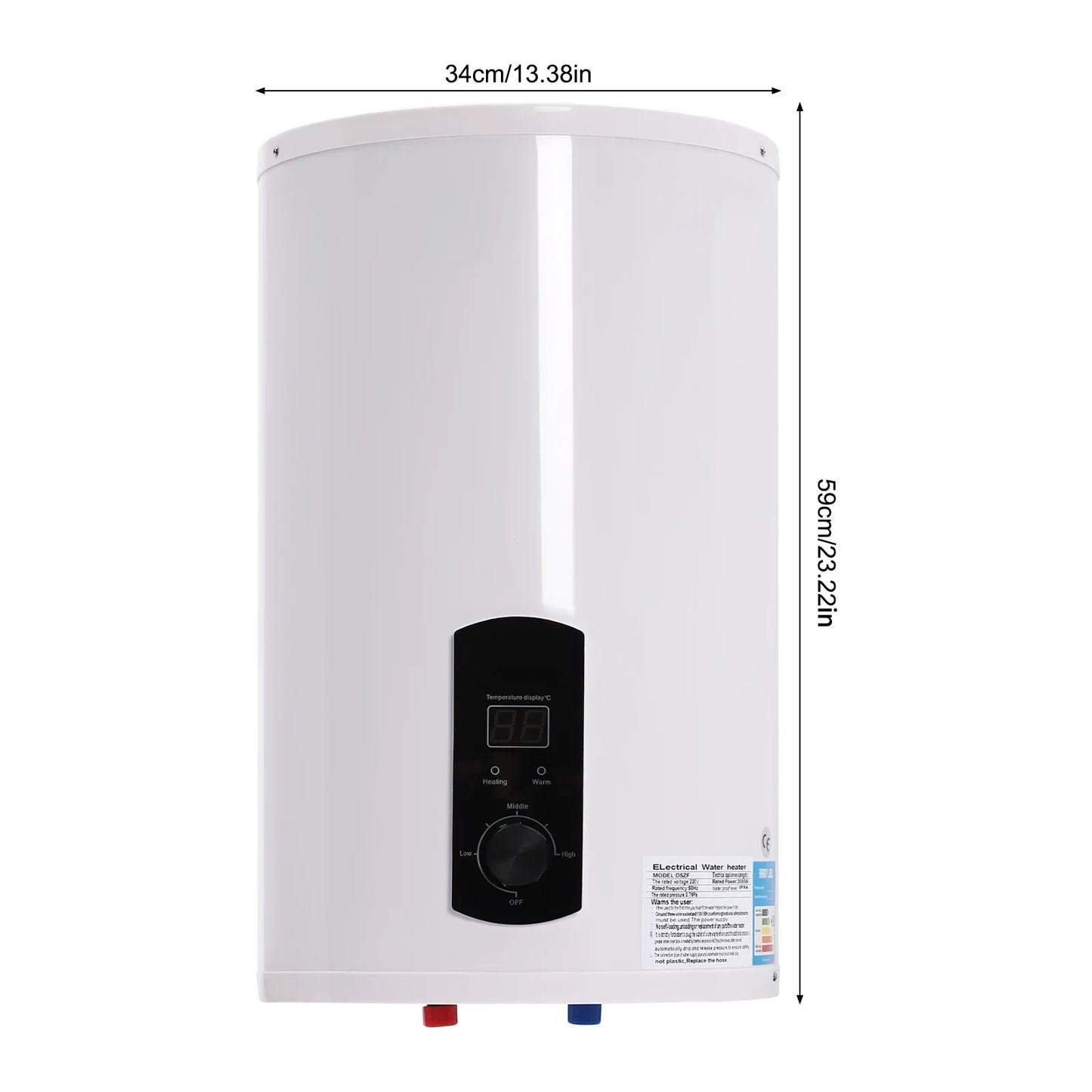 Geiser – Elektrische Boiler – Warmwaterketel – Waterverwarmer – Opslagboiler – 30 Liter Inhoud – 2000 Watt Vermogen