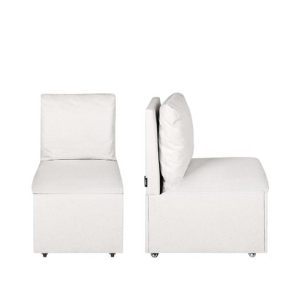Eetkamerstoelen – Gestoffeerde Stoelen – Stoelen Met Wielen – Opbergruimte Stoelen – Zacht Kunstlinnen – Houten Frame – 24 Liter Opbergvak - Beige