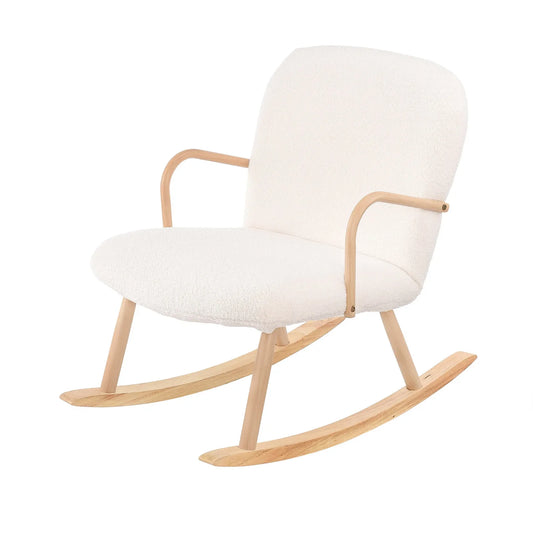 Schommelstoel – Relaxstoel – Loungefauteuil – Fauteuil – Leesstoel – Ergonomisch Design – Houten Basis