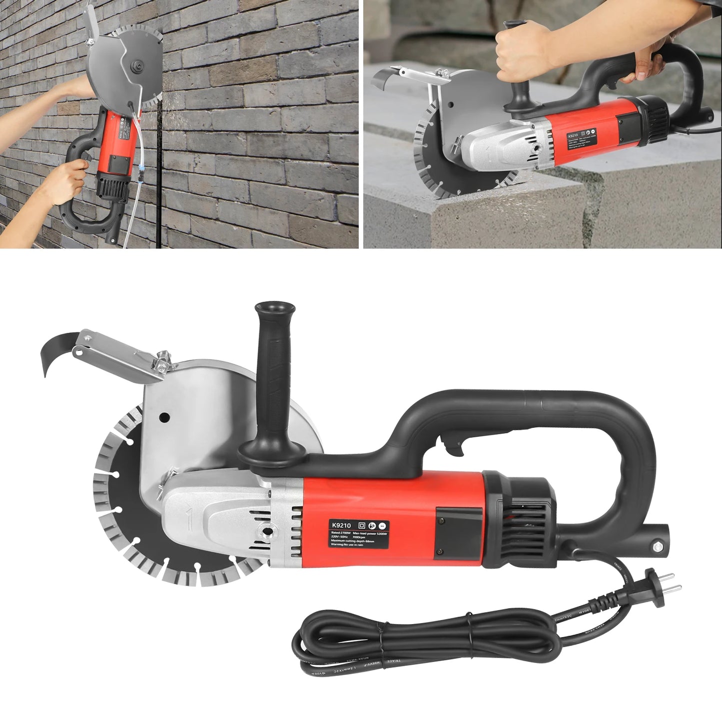 Elektrische Betonzaag - Betonfrees - Betonzagen -Steenzaagmachine - Muurfrees - Zaagmachine - 2700W - 7000RPM - 68mm Zaagdiepte - Cirkelzaag - Instelbare Hoek 0-180° - Sleuvenfrees - voor Beton - Baksteen & Steen