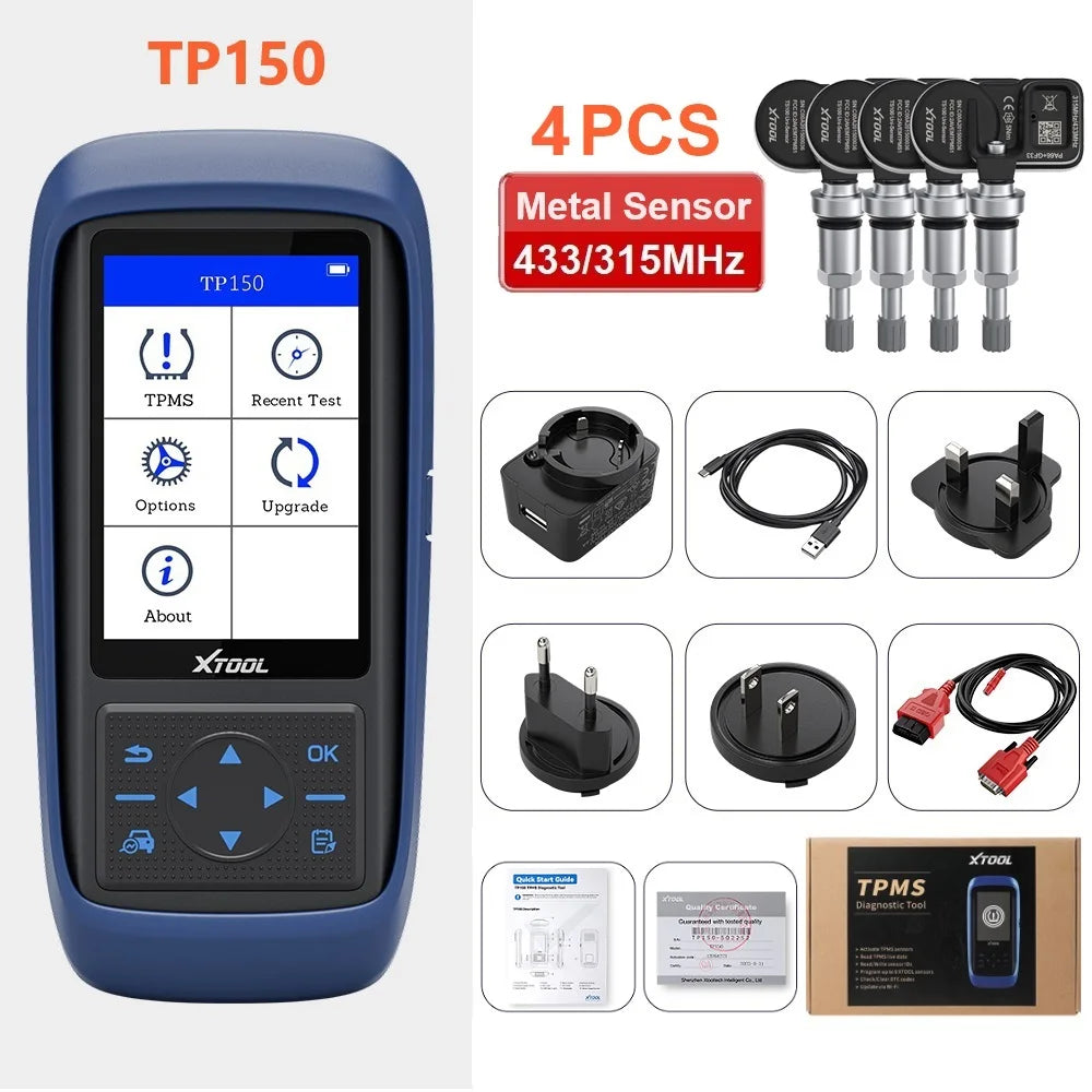 TPMS Programmer – Bandenspanningsmeter – TPMS Diagnosetool – Sensor Activator – TPMS Relearn Tool – Werkt Met 315 & 433 MHz – Inclusief 4 PCS TS100 Sensoren - QUORE