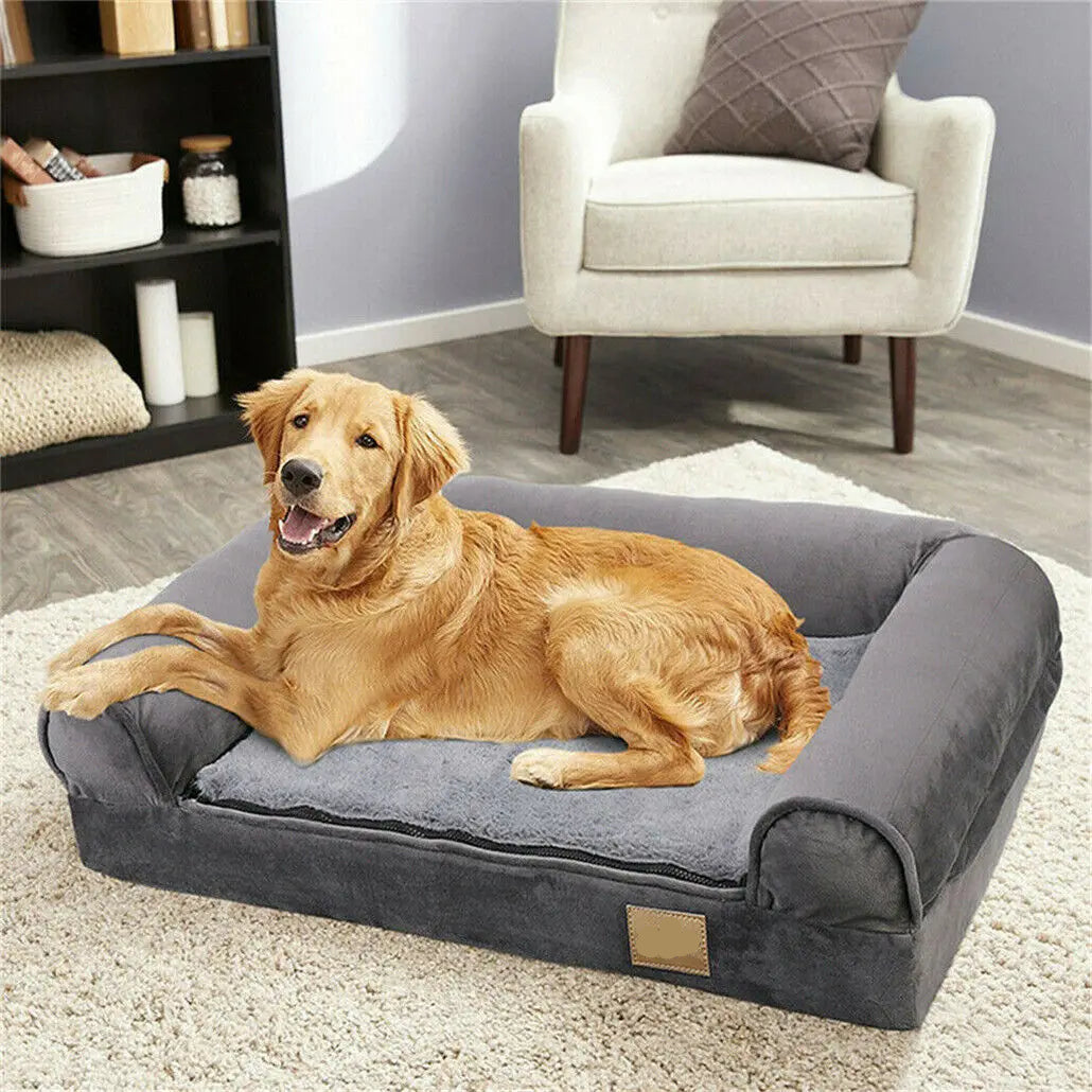 Hondenbed - Orthopedisch Hondenbed – Comfortabel & Stevig – Wasbare Hoes – Waterdicht & Anti-Slip – Ideaal voor Honden en Katten - Extra Grote - 120 x 90 x 20 cm - Grijs