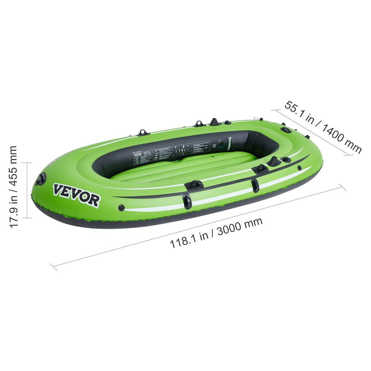 Opblaasbare Boot - Opblaasbare Kano - Boot - Kajak - 5 Personen - Draagbaar - Opblaasbare Visboot - Vlot Kajak 45,6” Aluminium Roeispanen Hoogrendementspomp