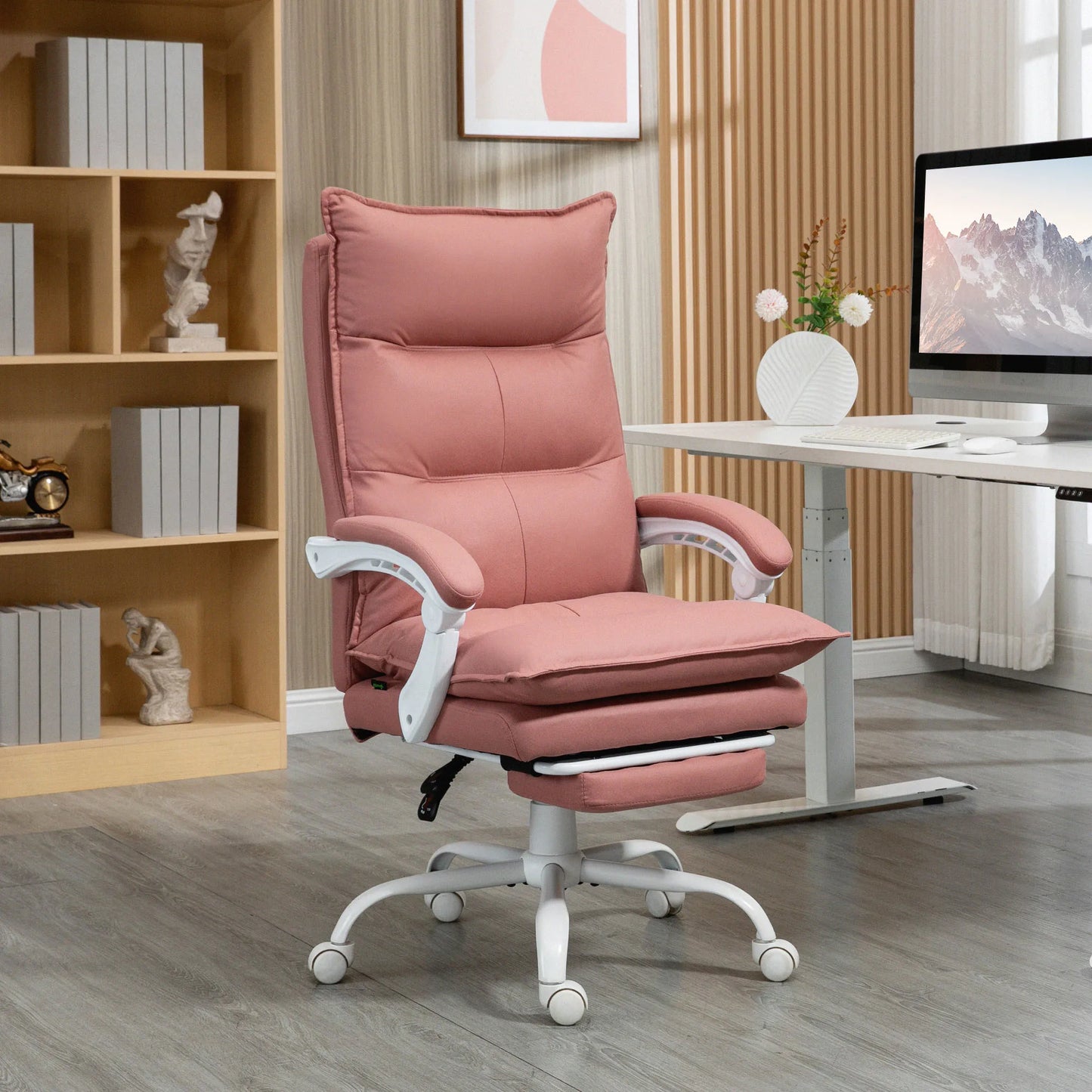 Massagestoel – Relaxfauteuil – Bureaustoel – Werkstoel – Massagechair – 6 Massagepunten – Verstelbare Rugleuning 155° - Roze