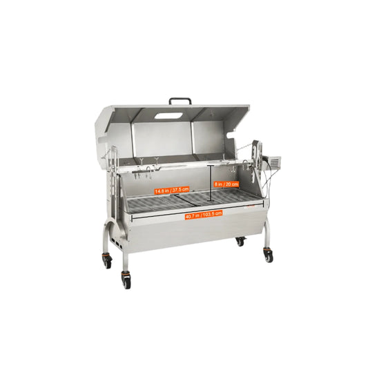 Electric BBQ Rotisserie Grill Kit - Grill Rotisserie Kit - 4RPM - Electric BBQ with Motor - Stainless Steel Automatic Grill Set - Hexagonal Spit Rod - BBQ Whole Lamb &amp; Goat - 110V - 50w - Stainless Steel - Silver