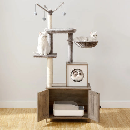 Kattenboom – Kattenmeubel – Klimtoren – Speelton – Kattenbak – 150 Cm Hoog – Sisal Krabplezier