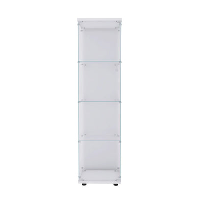Comanlai 4 Shelves Glass Display Cabinet with Door,Floor Standing Curio Bookshelf for Living Room,42.5×36.5×164cm
