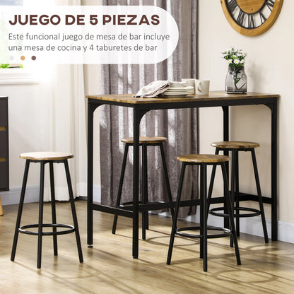 Industriële Barset – Industrieel Barmeubel – Barset Met Krukken – Compacte Barset – Metalen Frame – Duurzaam MDF – Ruimtebesparend Ontwerp