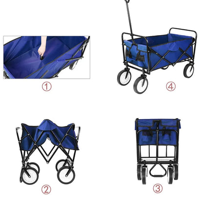 Bolderkar - Tuinwagen - Opvouwbare - Stevige Transportkar 110L - Heavy Duty Camping Trolley - Grote Wielen - en Waterdicht - Voor Tuin - Strand - en Boodschappen - Groen