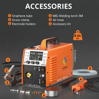 MIG250 Lasmachine – Mig Lasmachine – Lasapparaat – Mig Lastoestel – Lassen Machine – Multifunctioneel Met MIG, TIG En MMA – Compact En Lichtgewicht 8 Kg