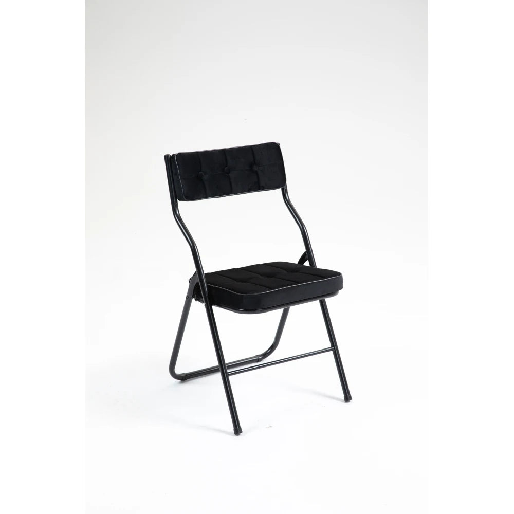 Klapstoel – Vouwstoel – Campingstoel – Opvouwbare Stoel – Eettafelstoel – Roestvrijstalen Frame – Fluwelen Bekleding