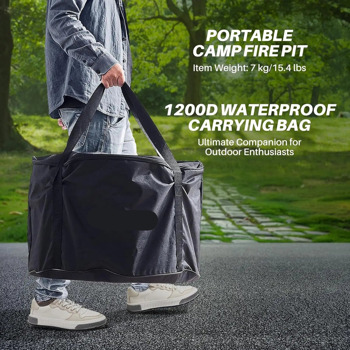 Vuurkorf - 19,5inch – Buiten - Rookvrij - Roestvrij Staal – Draagbaar met Tas – Houtgestookt – Voor Camping en Tuin