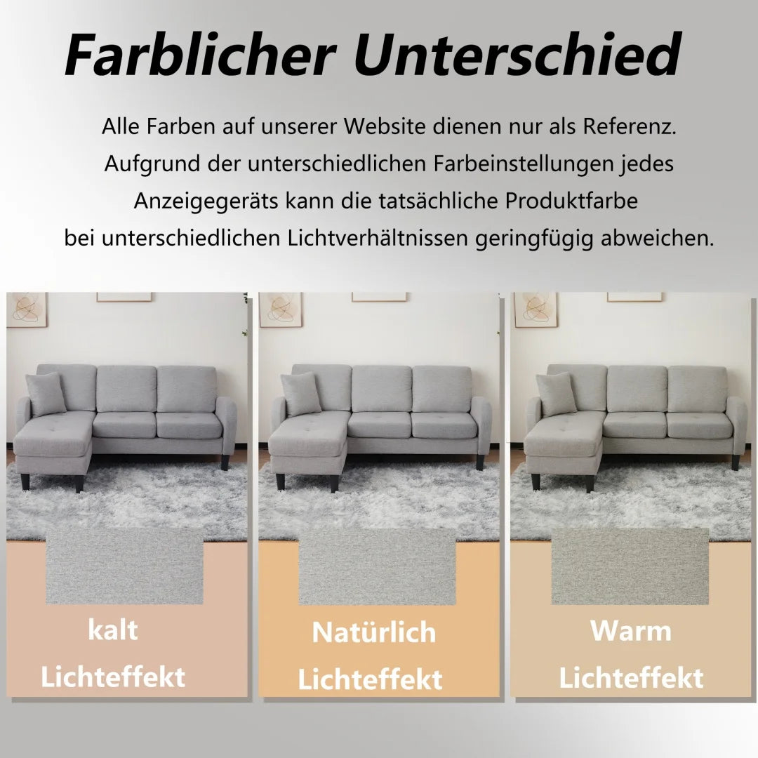 L-Vormige Bank – Hoekbank – Modulair Sofa – Zitbank – Chaise Longue – Ademend Katoen-Linnen – Compact 166x118x77 CM