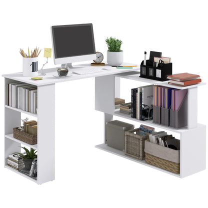 Computertafel – Bureau – Computerbureau – Bureautafel – Hoekbureau – 360° Draaibaar Design – MDF Melamine Coating - Wit