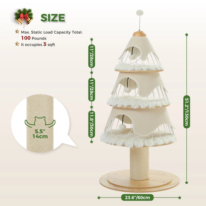 Modern Cat Tree Tower with Thick Scratch Post Multi-Level Cat Condo with Metal Frame Replaceable Cushion Indoor Cat House Bed