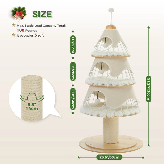 Modern Cat Tree Tower with Thick Scratch Post Multi-Level Cat Condo with Metal Frame Replaceable Cushion Indoor Cat House Bed
