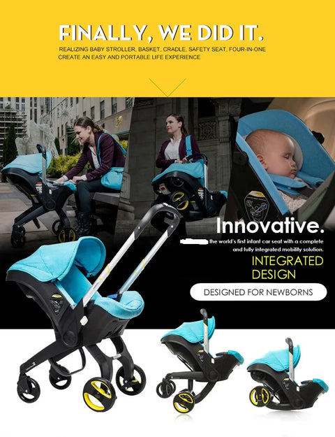 Kinderwagen - 3-in-1 – Lichtgewicht - Opvouwbaar & Verstelbaar – Hoog Landschap Babywagen – Reisbuggy met Zonnescherm - Zwart