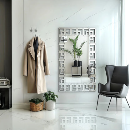 Wandspiegel – Muurspiegel – Decoratieve Spiegel – Zilveren Spiegel – Rectangulaire Spiegel – 120x70 cm – Schuin Afgeslepen Glasrand – MDF Achterzijde