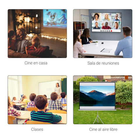 Homcom - Projector Screen - Projector Screen - Projector Screen - Projector Cloth - Projector Screen for Projector - Handheld Projector Screen with Stand - Portable Projector - 100in - 16:9