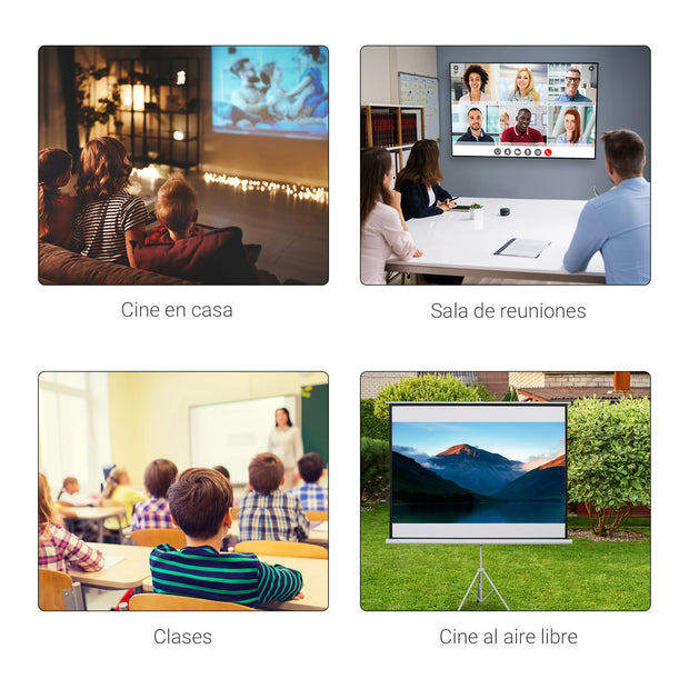 Homcom - Projector Screen - Projector Screen - Projector Screen - Projector Cloth - Projector Screen for Projector - Handheld Projector Screen with Stand - Portable Projector - 100in - 16:9