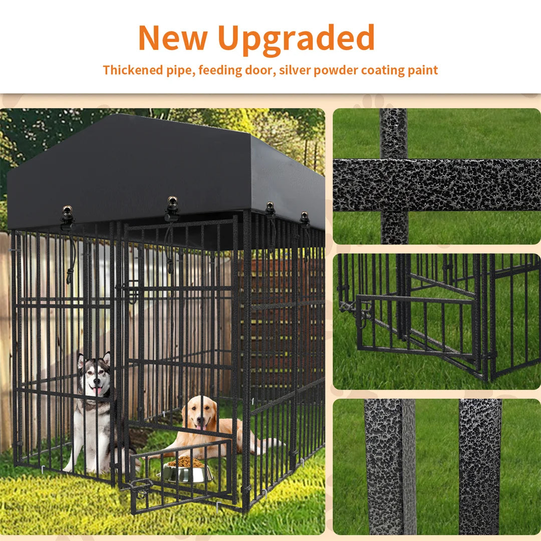 Hondenkennel - 64.9” - Hondenkooi - Heavy Duty Hondenkennel - Pet Gecamoufleerde -  Draadkooi - Grote Dierenkooi - Buiten Binnen - Waterdichte Oxford Stof - Klein - Gegalvaniseerde Metalen - QUORE