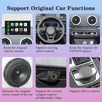 Draadloze CarPlay Retrofit Kit – Android Auto Interface – Multimedia Upgrade – Smartphone Mirrorlink – Met Camera – Plug & Play Installatie – Ondersteuning AirPlay & Bluetooth Handsfree - QUORE