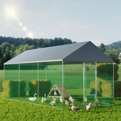Kippenren – Buitenren – Pluimveerun – Kippenhok – Waterafstotend – Stevig IJzeren Frame - L - QUORE