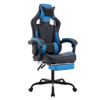 Gamingstoel – Bureaustoel – Gamerstoelen – Zitzak – Ergonomisch – Met Voetensteun – Verstelbare Rugleuning - Blue - #2