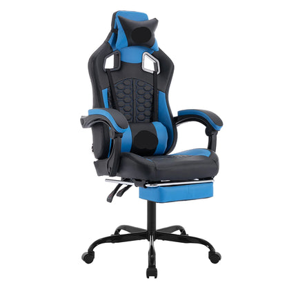 Gamingstoel – Bureaustoel – Gamerstoelen – Zitzak – Ergonomisch – Met Voetensteun – Verstelbare Rugleuning - Blue - #2