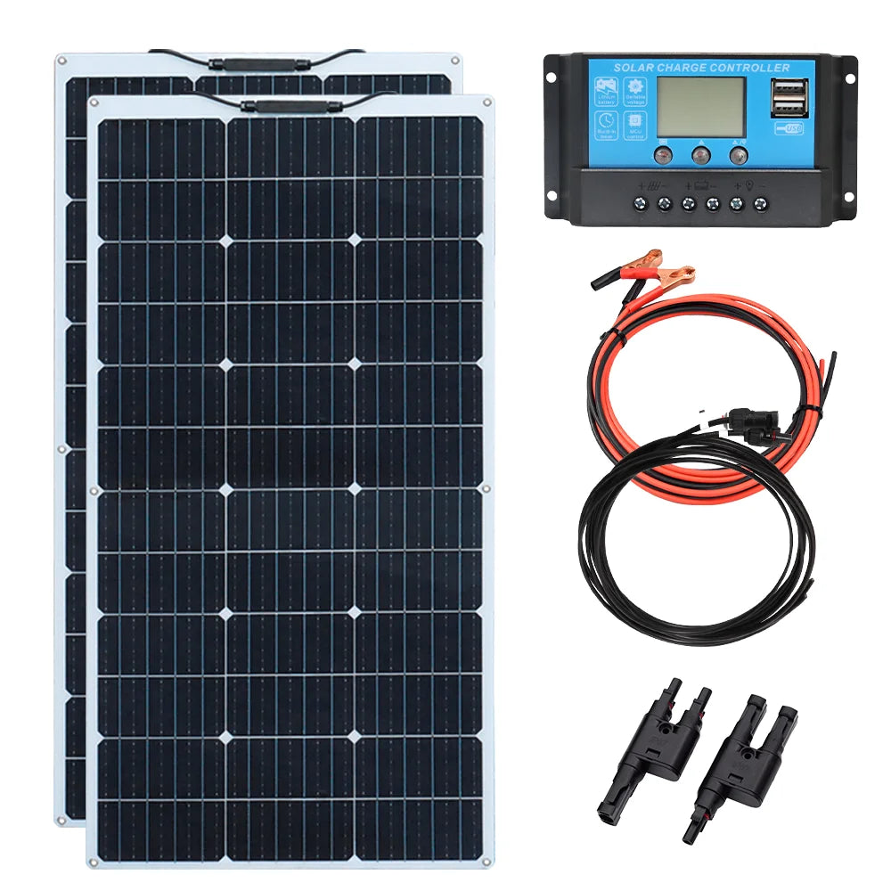 Zonnepaneel - Zonnepanelen - Monokristallijn - 12V - 200W - Zonne-kit - Flexibel - Waterdicht - Lichtgewicht - Voor Caravan - Camper - Boot of Thuisgebruik