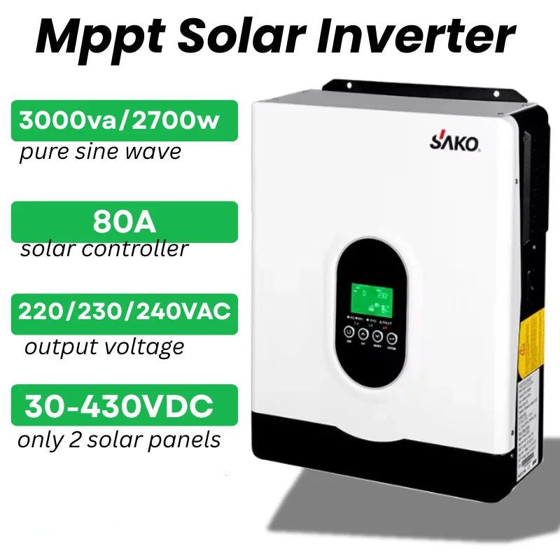 Solar Inverter – Zonnestroom Omvormer – Off-Grid Converter – DC Naar AC Omvormer – 3000VA 24V Variant – Pure Sinusgolf Uitgang – MPPT 80A Solar Charge Controller