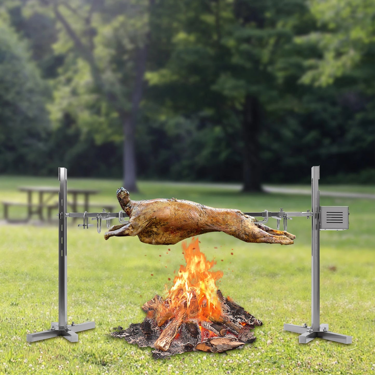 Elektrische Speenvarken Grill – Rotisserie Grill – Barbecue Grill – Vlees Rooster – Spies Grill – RVS – 72 cm Spieslengte – Max 30 kg Belastbaar