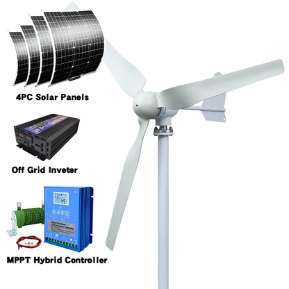 Windturbine – Windgenerator – Huiswindmolen – Energie Opwekker – 3kW – Laag Geluidsniveau – Aluminium Behuizing - Zonnestelsel - 48V