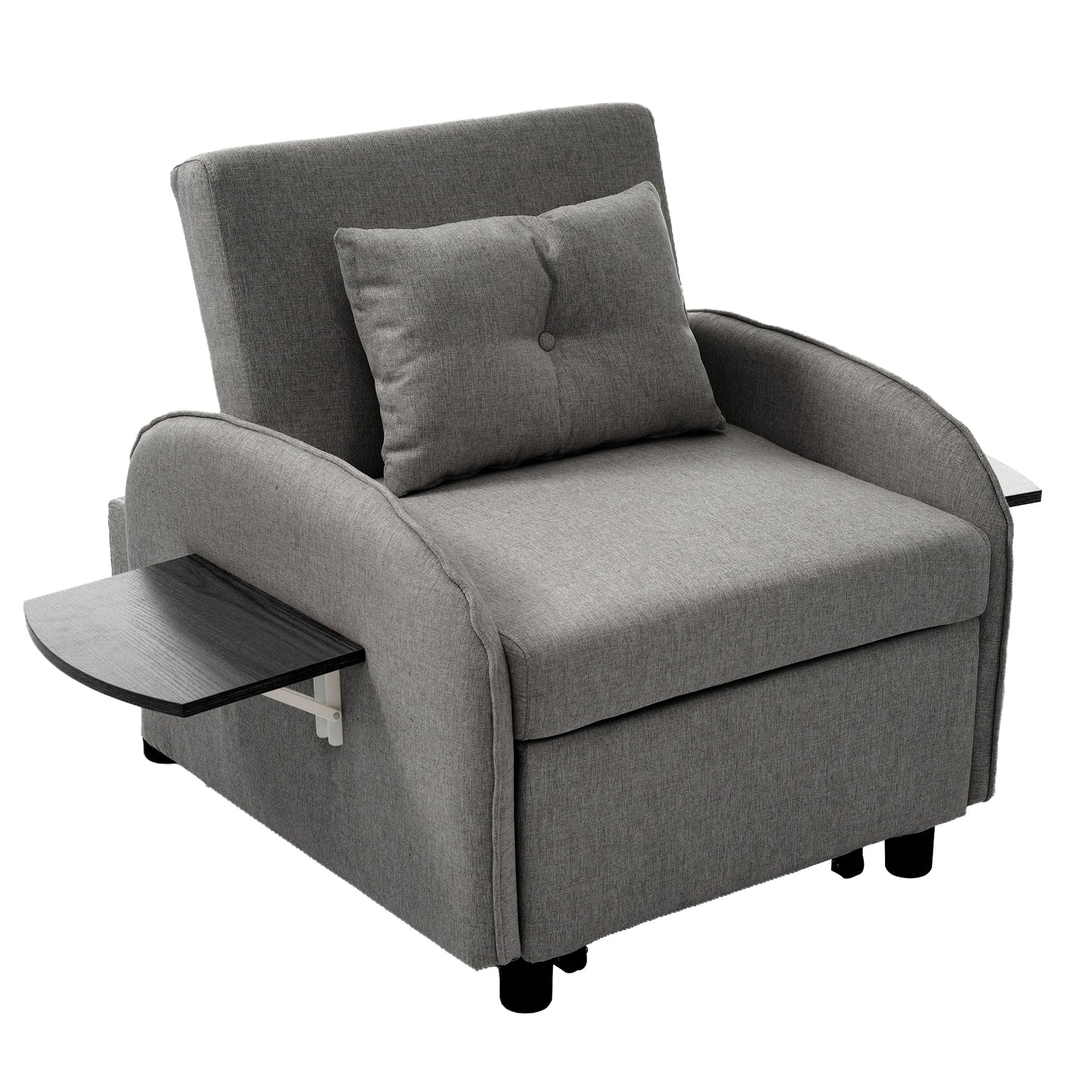 Slaapbank - Slaapstoel - Logeerbed - Klapstoel - Opvouwbare Eenpersoonsbank - Met Bedfunctie - Drievoudig Verstelbare - Opklapbaar - 123 x 74-167 x 78 cm - Donkergrijs
