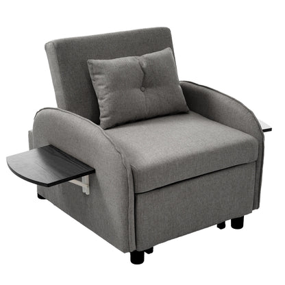 Slaapbank - Slaapstoel - Logeerbed - Klapstoel - Opvouwbare Eenpersoonsbank - Met Bedfunctie - Drievoudig Verstelbare - Opklapbaar - 123 x 74-167 x 78 cm - Donkergrijs