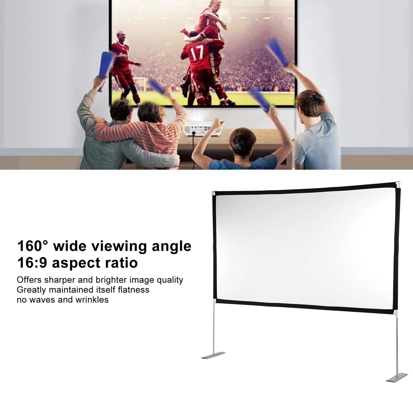 Projectiescherm 100 inch – 4K HD Beamer Scherm – Draagbaar Projectorscherm met Draagtas – 204x233 cm – Indoor & Outdoor – Opvouwbaar Projectiescherm voor Thuisbioscoop - Presentaties - Gaming
