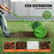 Vevor - Compost Spreader - Compost - 24 in Push/Tow-Behind Roller Grass Spreader with Height Adjustable T-Handle