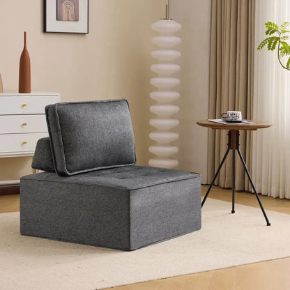 Eenpersoonsfauteuil – Sessel – Loungechair – Relaxfauteuil – Donkergrijs – Compact Formaat – 100% Linnen Bekleding