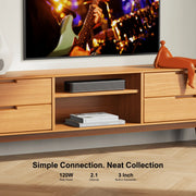 Soundbar - Soundbars voor TV - Soundbar met Subwoofer - Soundbar 120W – 2.1ch TV – Bluetooth 5.3 – Smart App - EQ-instellingen – Draadloos - Bedraad – Geschikt voor TV, PC & Gaming - Zwart