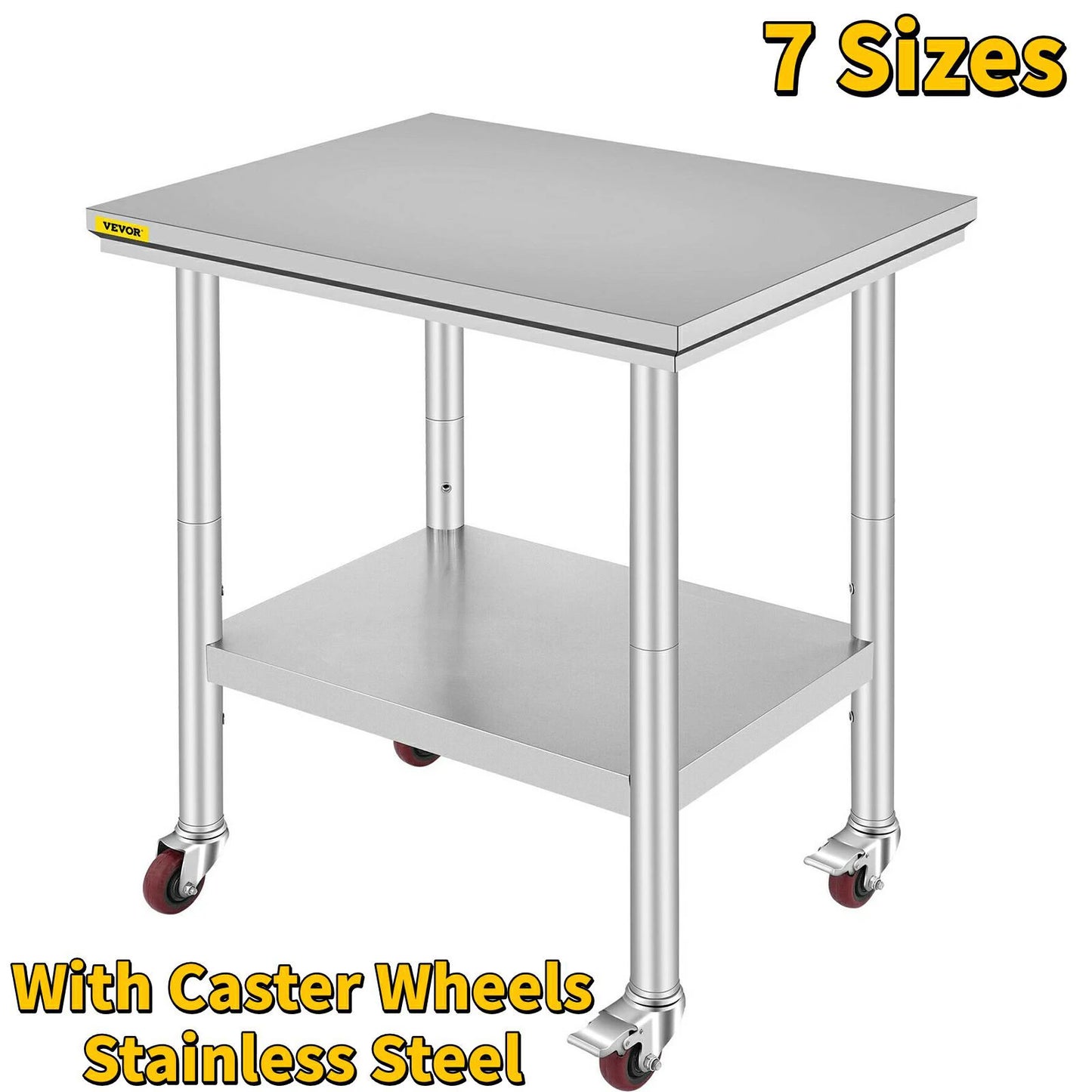 Keukentrolley - Serveerwagen - Keukeneiland - Kookeiland - Keuken Werktafel - Roestvrijstalen  Werktafel - 30 x 18 inch - Met Opslagrekken & Wielen