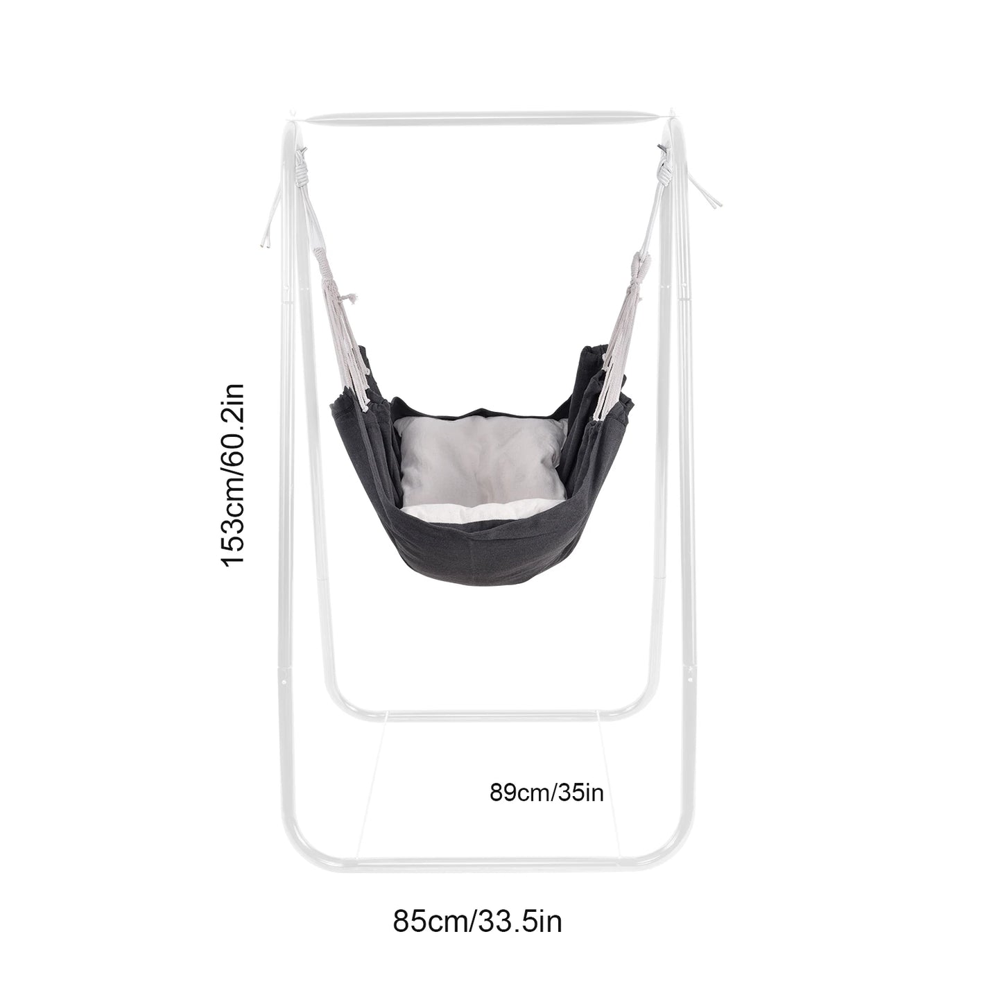 Hangstoel – Hangstoel Met Standaard – Schommelstoel – Relaxstoel – Binnen En Buiten – Poedergecoat Stalen Frame – Hoogteverstelbare Touwen