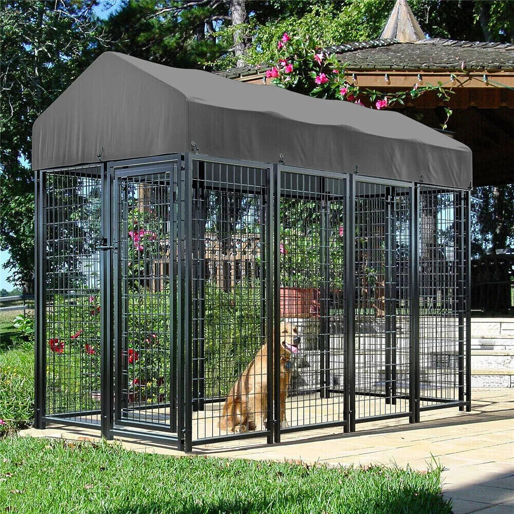 Hondenren – Hondenkennel – Dog Kennel – Hondenhok – Huisdierren – Duurzaam Metalen Frame – Water- En UV-Bestendig Dak - S