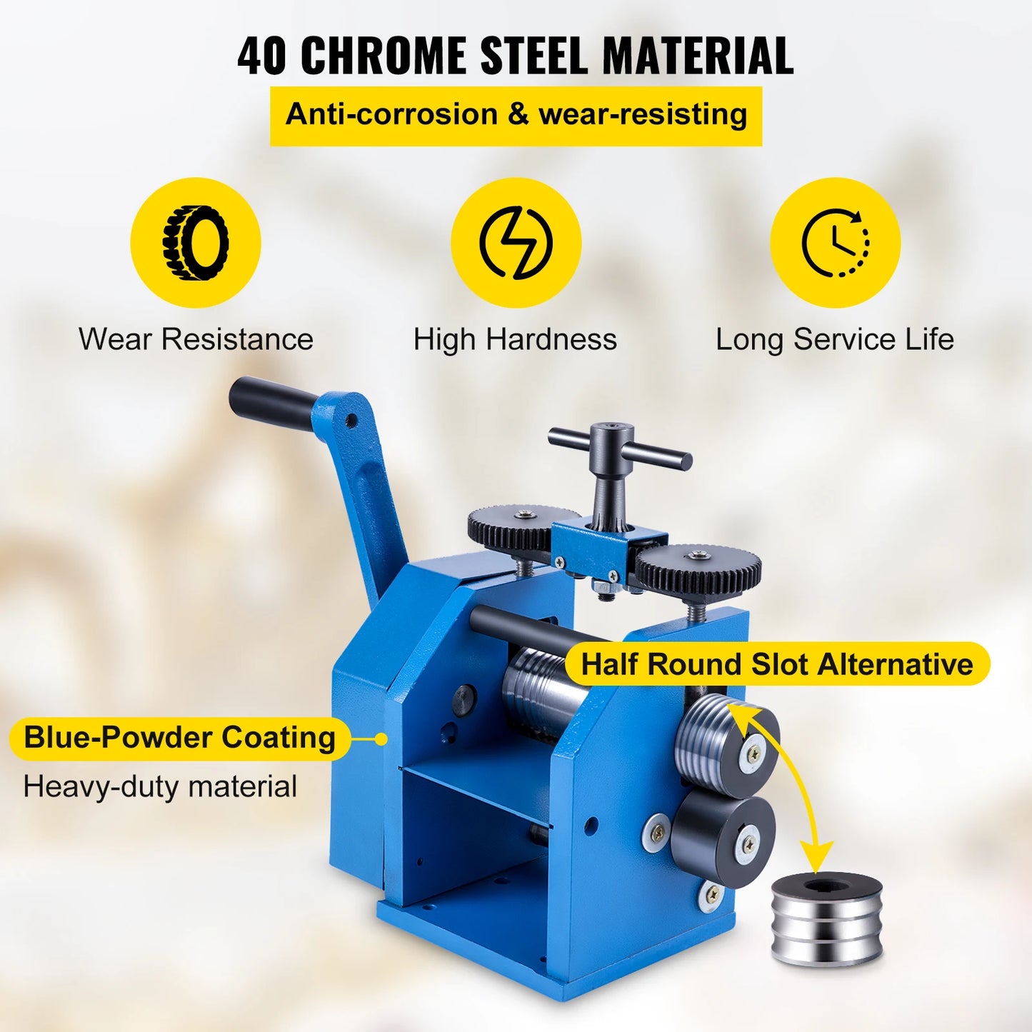 Handmatige Walsmachine - 3"/4.4" Koudwalsen - voor Goud en Zilver - met Verstelbare Dikte - en 3-in-1 Drukfunctionaliteit - Volledige Accessoireset - 112 mm Gladde Gleuf